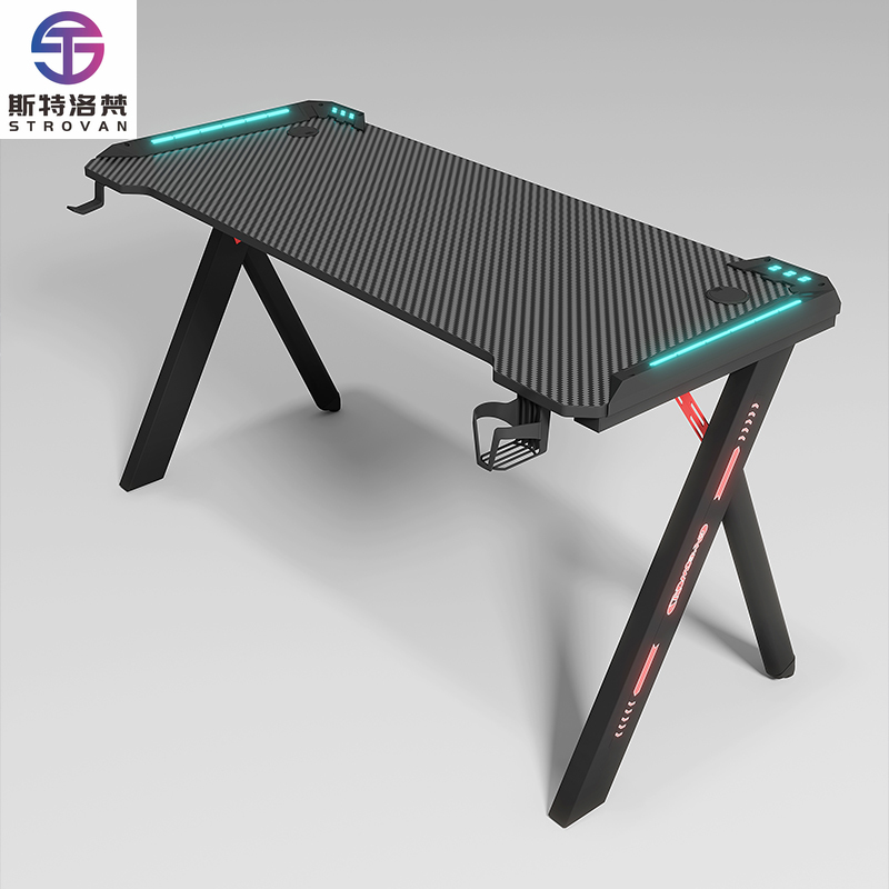 Pc Gaming Cafe - طاولة ألعاب حديثة باللون الأسود، كمبيوتر