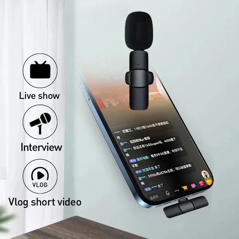 Gaming Microphone - ميكروفون لافالير لاسلكي 2.4 جيجاهرتز، ميكروفون