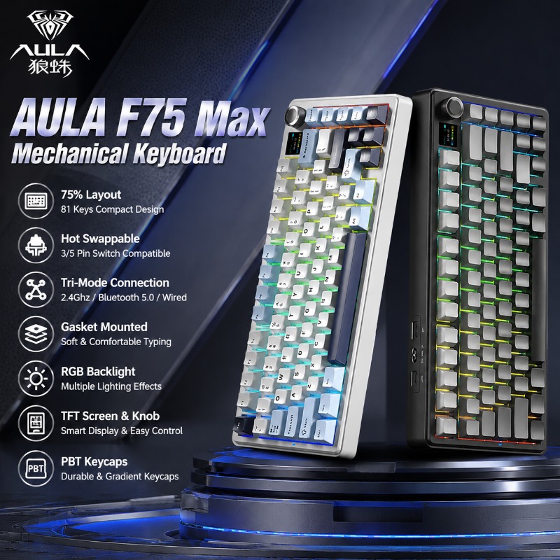 لوحة مفاتيح ميكانيكية AULA F75 - مراجعة Pc Gaming Rgb وسعره
