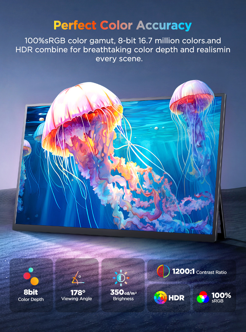 شاشة UPERFECT UColor J1 المحمو - مراجعة Pc Gaming Y Monitor وسعره